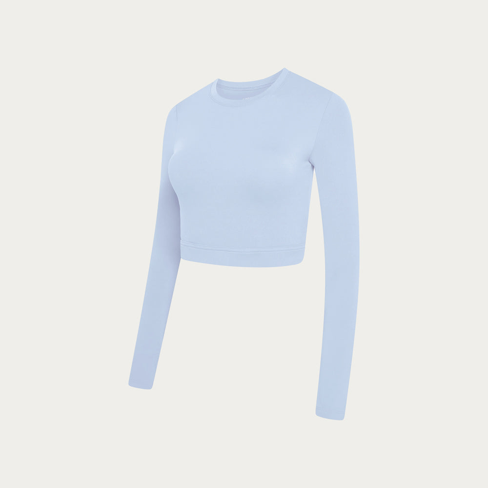 Karma Long Sleeve Crop Top - Cashmere Blue