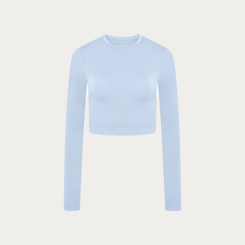 Karma Long Sleeve Crop Top - Cashmere Blue