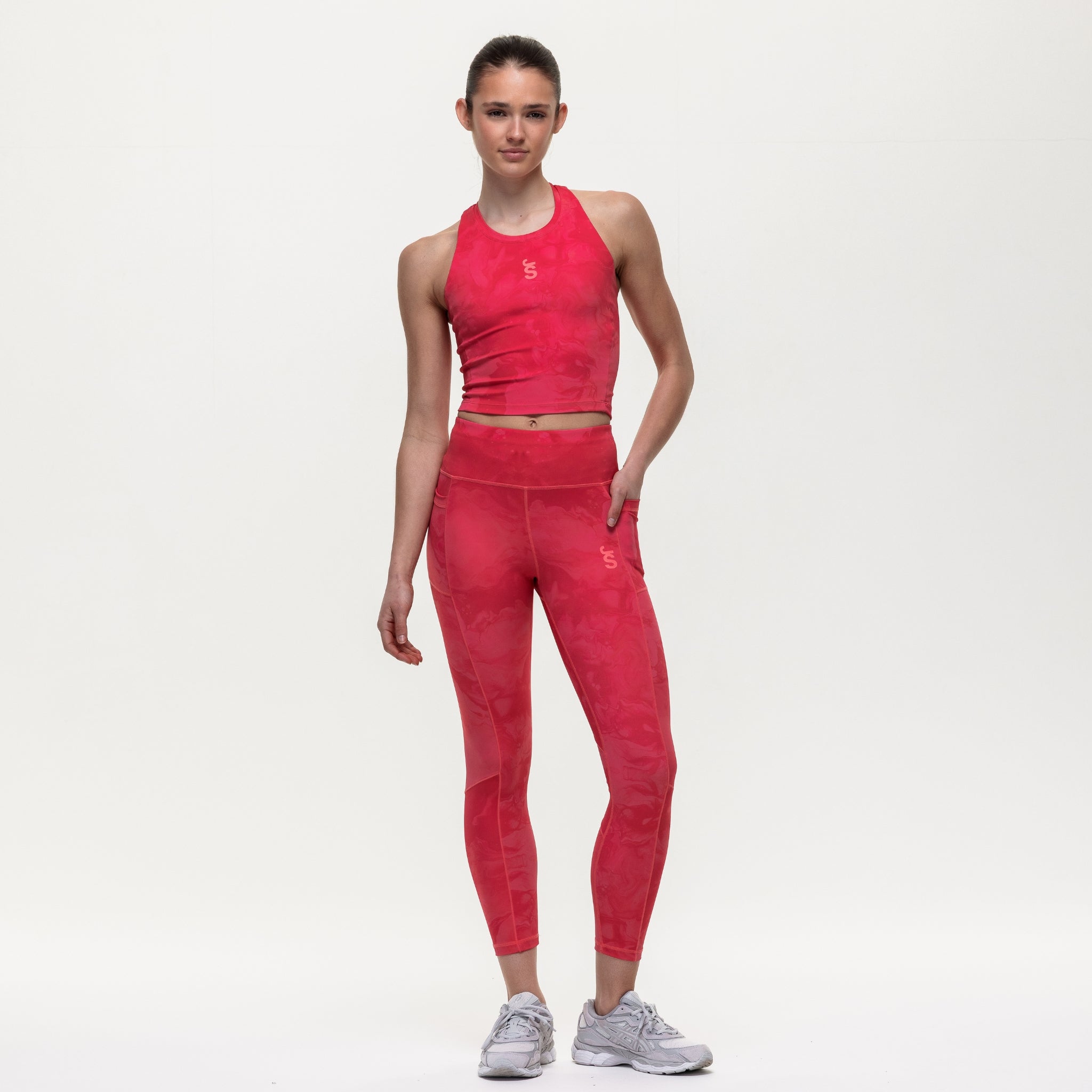 Training Crop Tank - Coral Marble