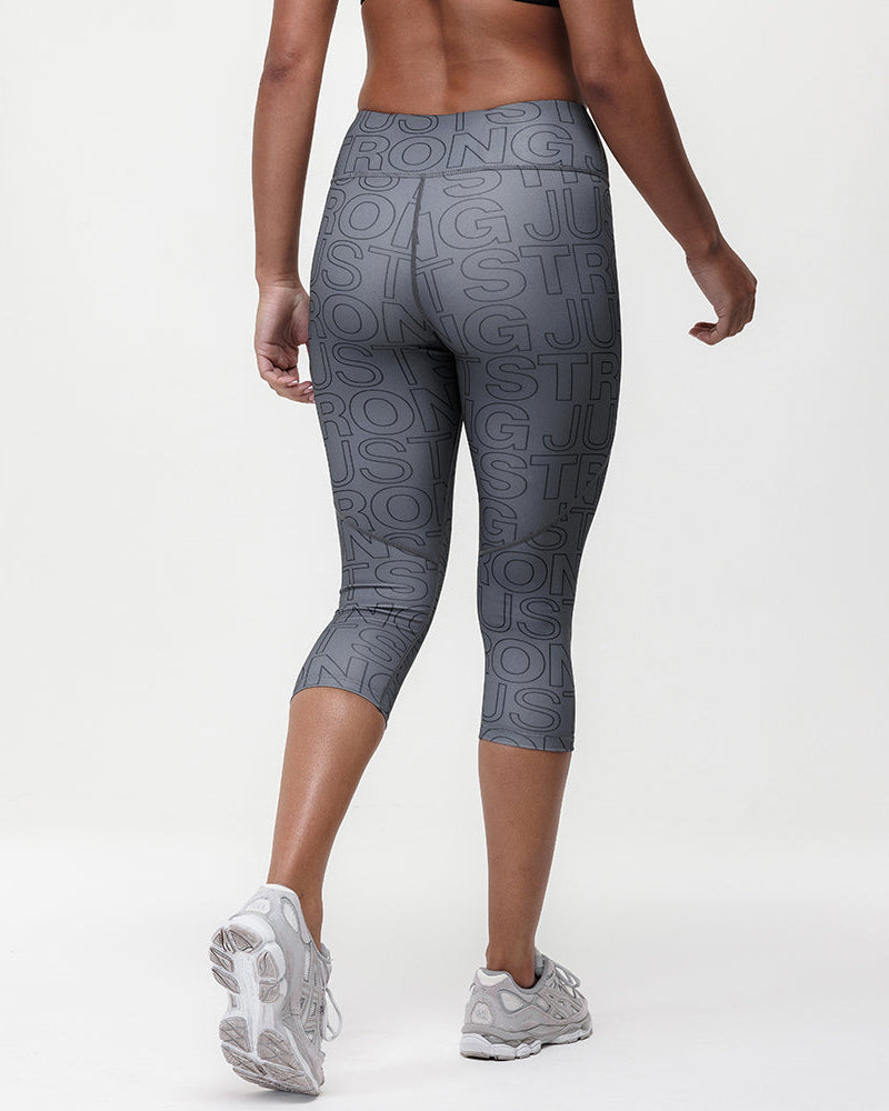 Printed Motion Capri Mid Rise Leggings - Slate/Black