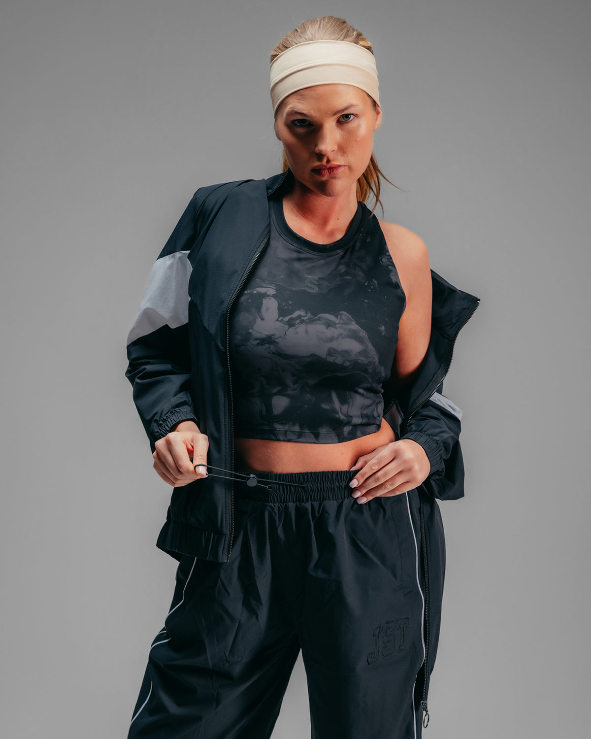 Courtside Track Jacket - Black/White