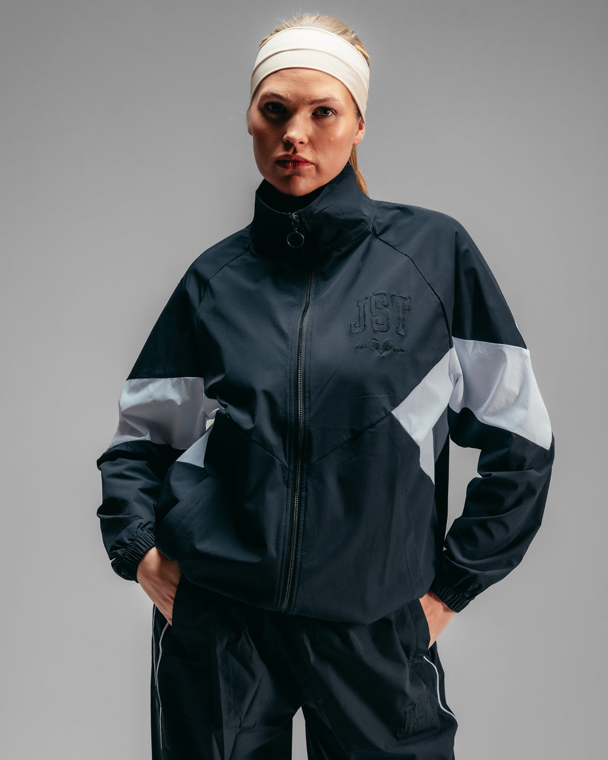 Courtside Track Jacket - Black/White