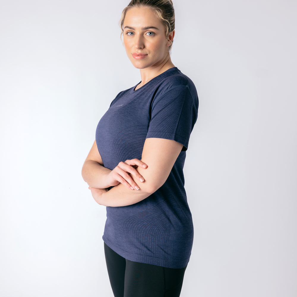 Laser Seamless Workout Tee - True Navy