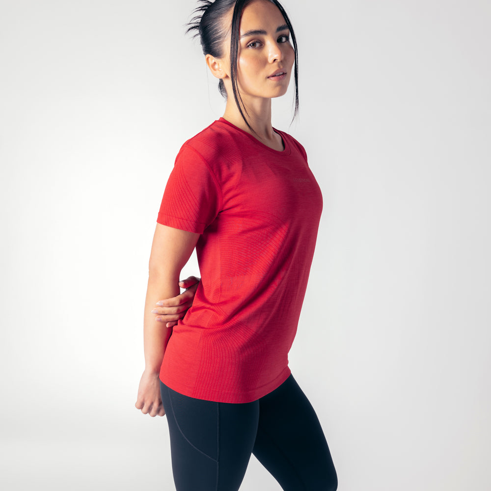 Laser Seamless Workout Tee - Ruby Red